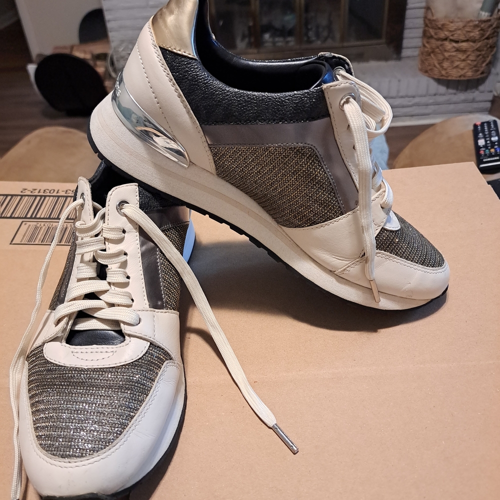 Michael Kors Black and Silver Women's Sneakers